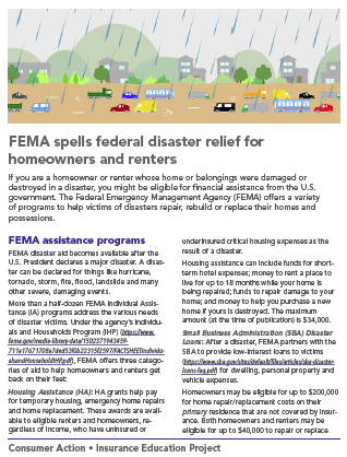 Consumer Action - FEMA spells federal disaster relief for